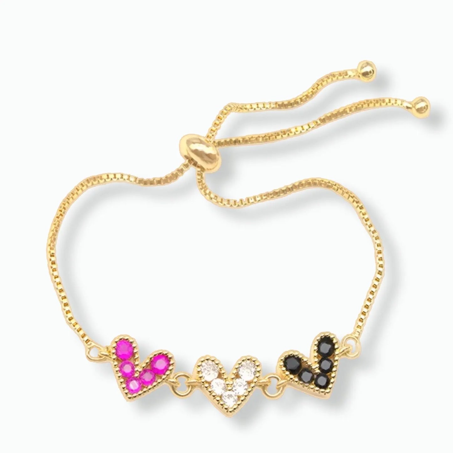 <3 Hearts Gold Bracelet Maktub.wearitbecomeit