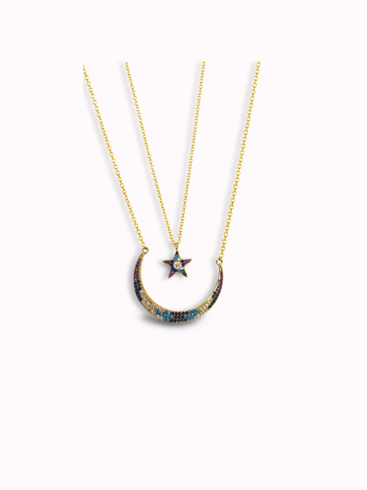 Title Product vendor Necklaces Colorful Moon & Star Necklace