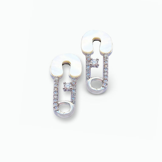 Safety Pin Soteria Silver Stud Earrings