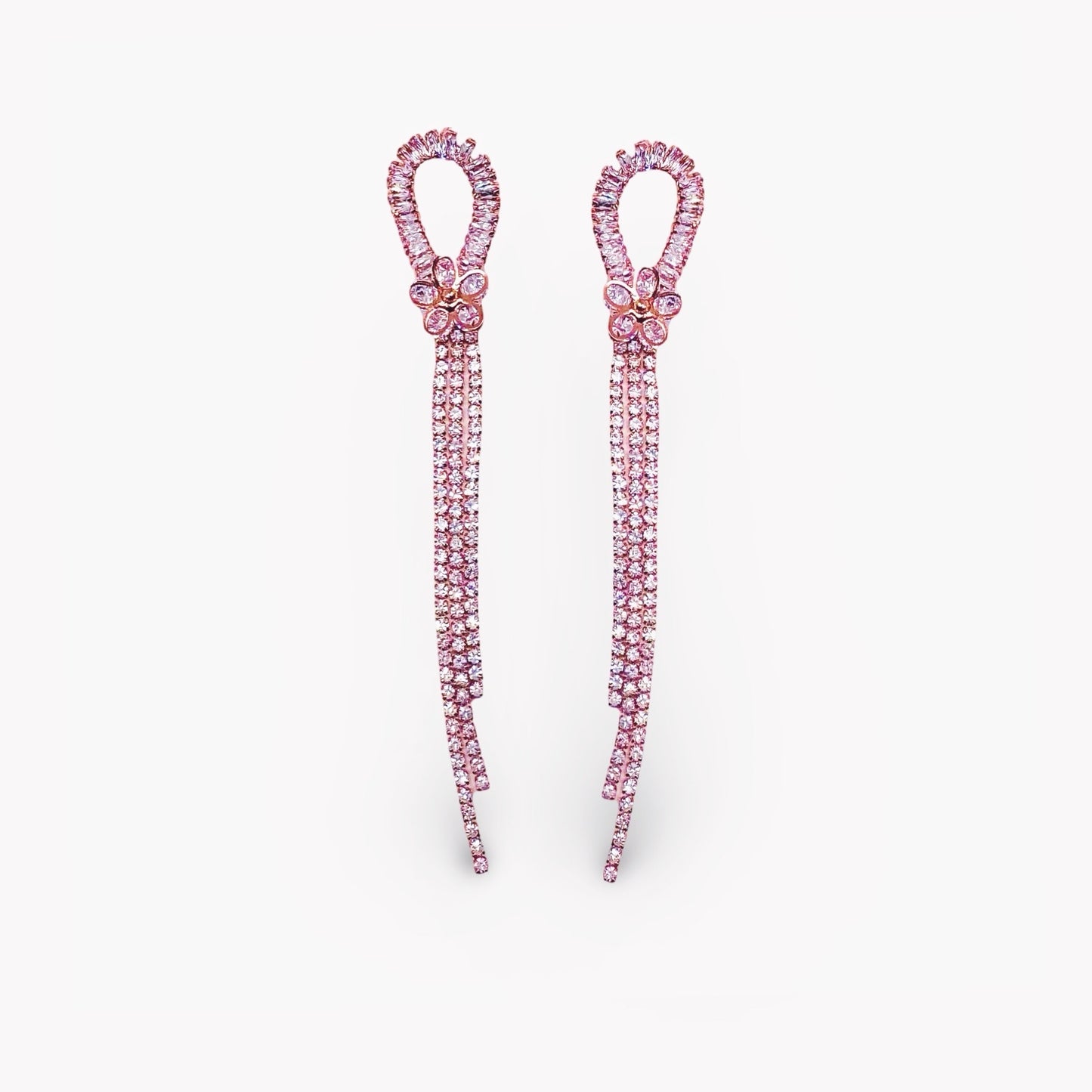 Mæktub Elysian Bloom Rose Gold Rhinestone Drop Earrings