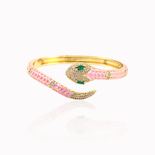 Mæktub Gold-Plated Pink Mystic Snake Bangle