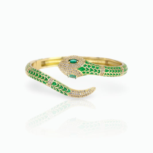 Mæktub Gold-Plated Green Mystic Snake Bangle