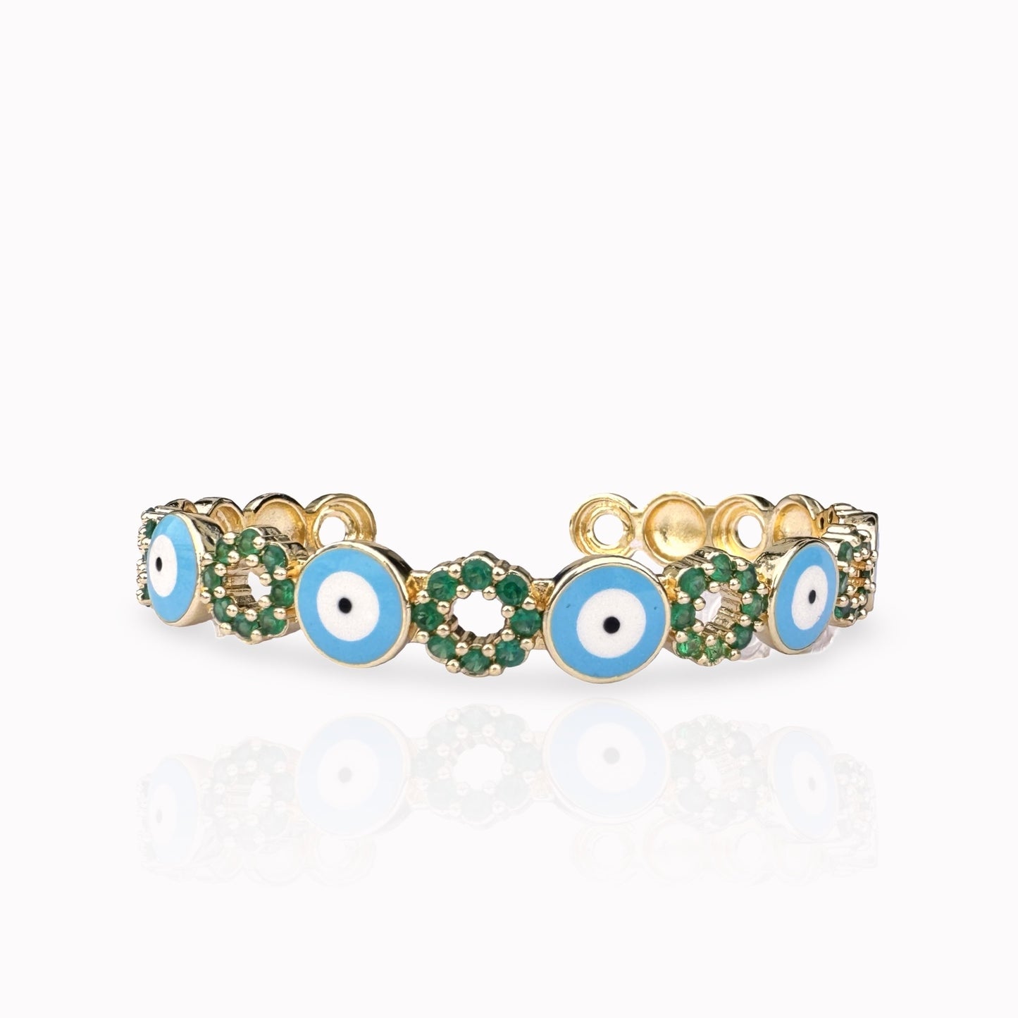 Light Blue Evil Eye Cuff Bracelet