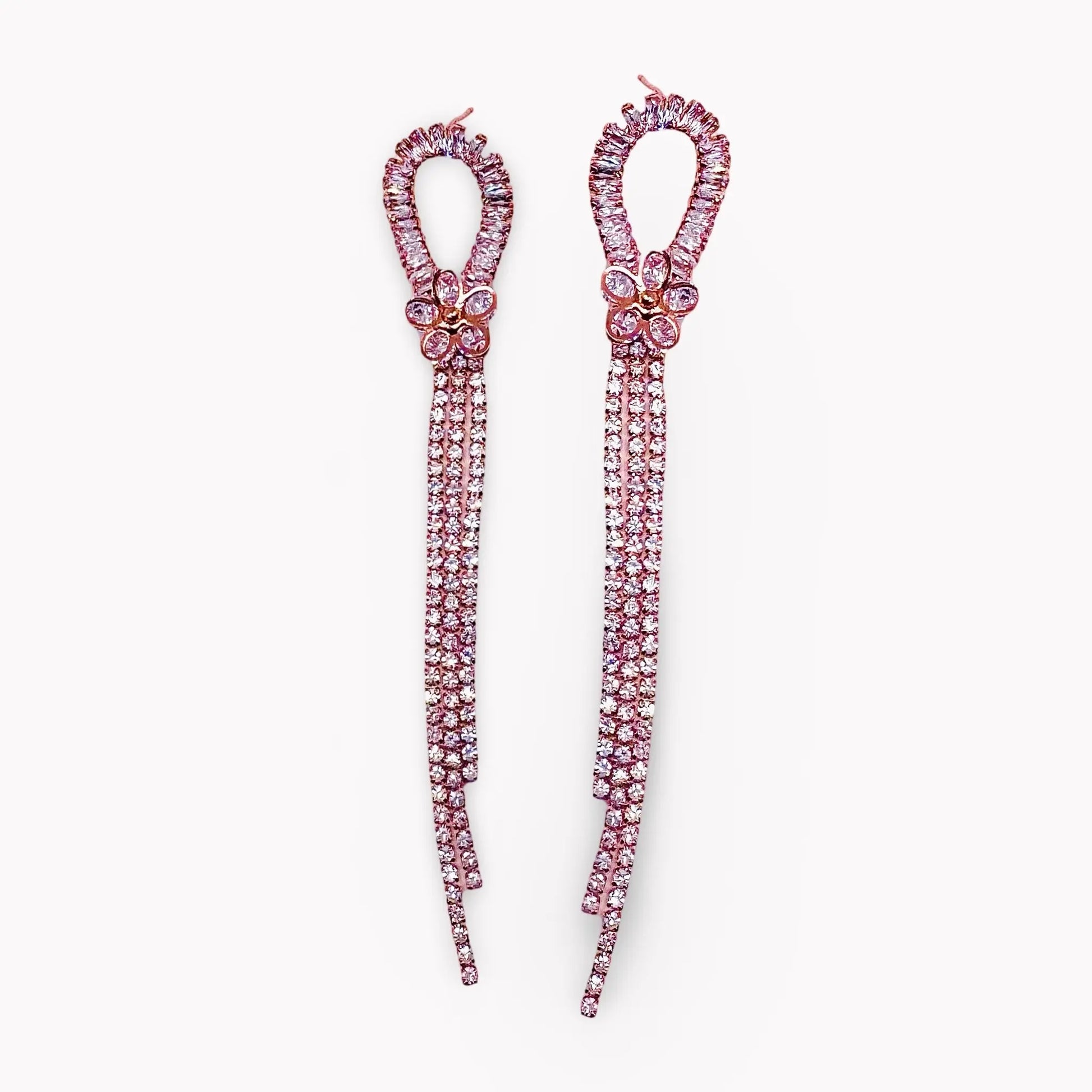 Mæktub Elysian Bloom Rose Gold Rhinestone Drop Earrings Maktub.wearitbecomeit