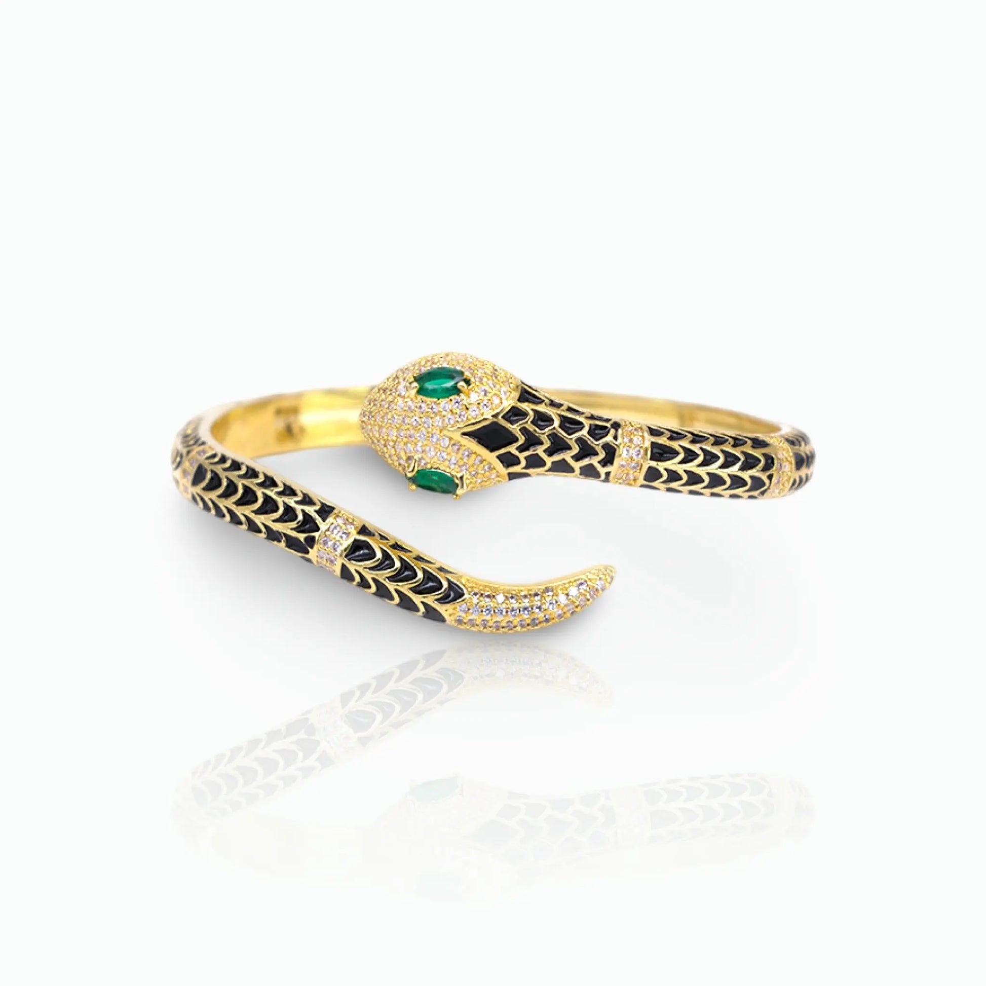 Mæktub Gold-Plated Black Mystic Snake Bangle Maktub.wearitbecomeit