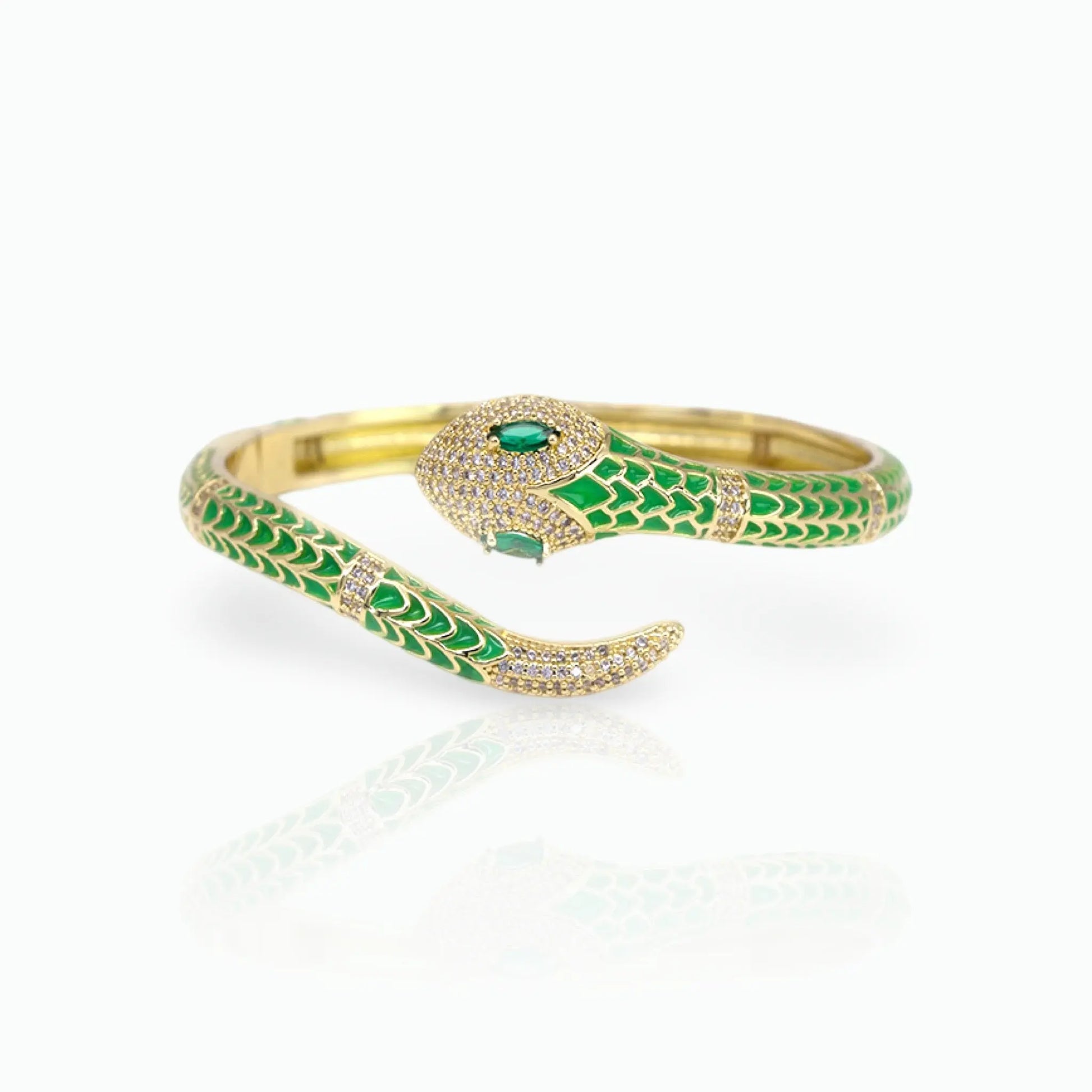 Mæktub Gold-Plated Green Mystic Snake Bangle Maktub.wearitbecomeit