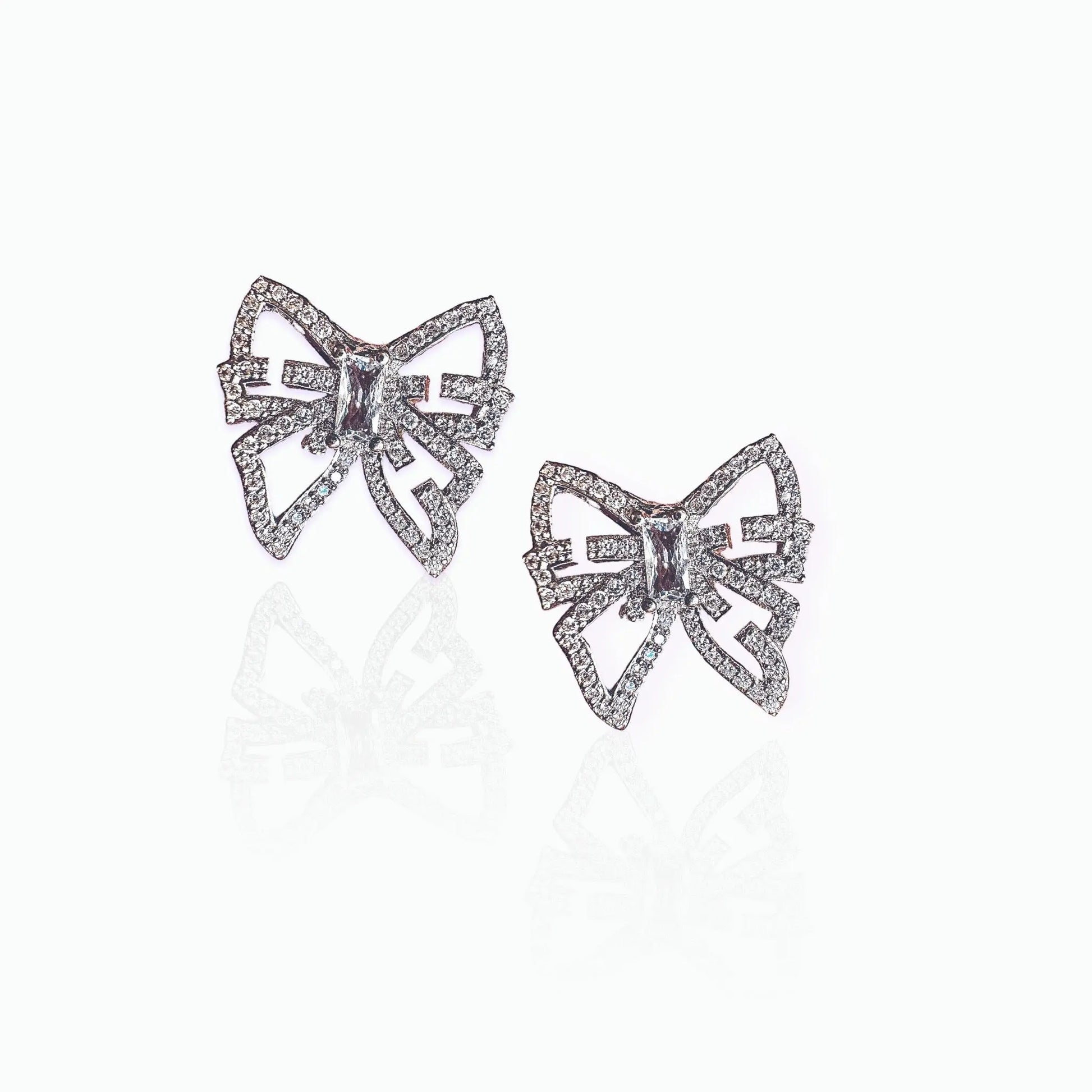 Mæktub Viral Front-Back Convertible Women's SilverCZ Butterfly Stud Earrings