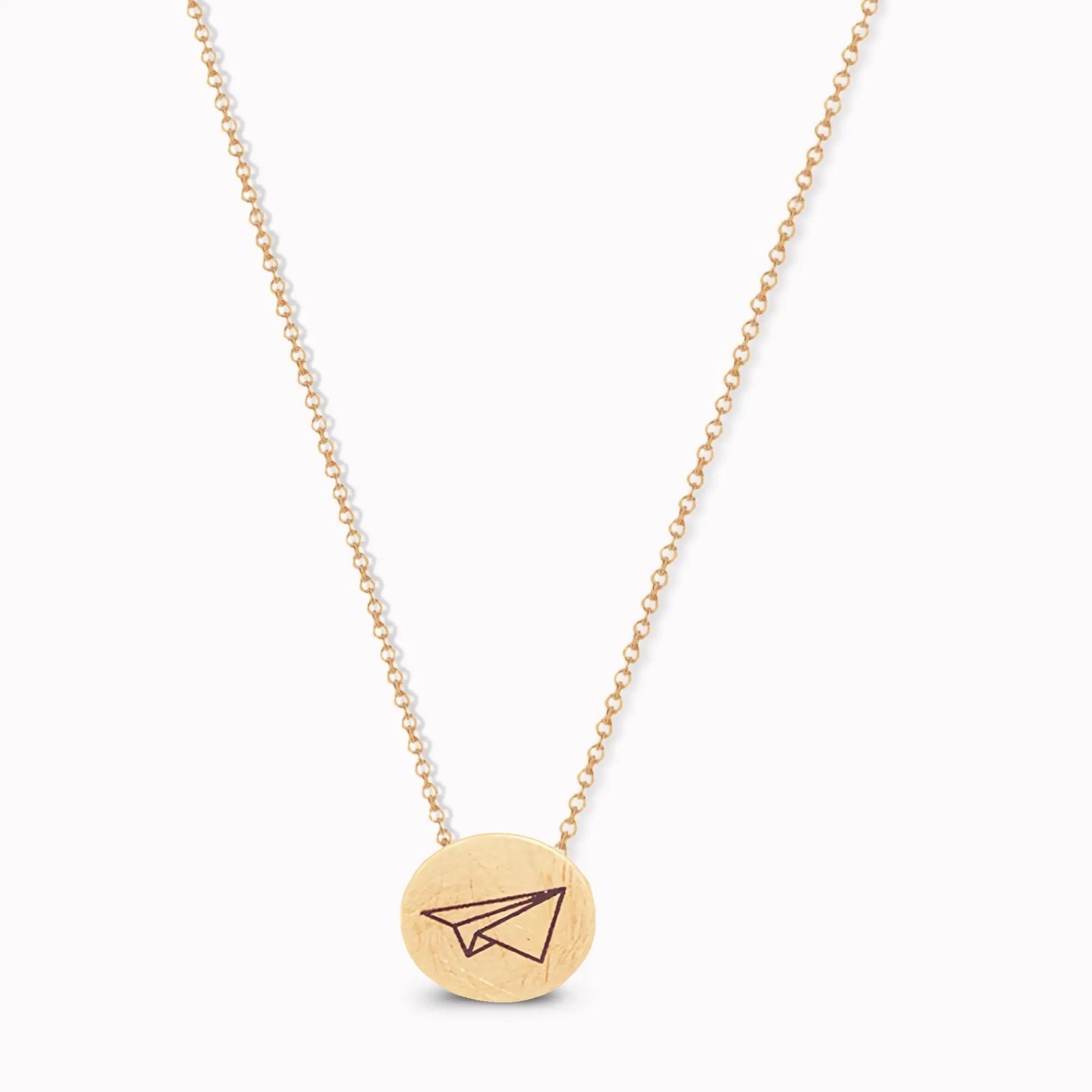 Maktub.wearitbecomeit Paper Airplane Coin Gold Necklace 